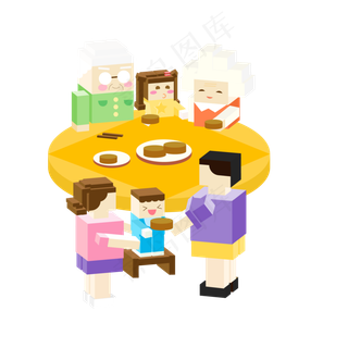 矢量中秋节一家人团聚