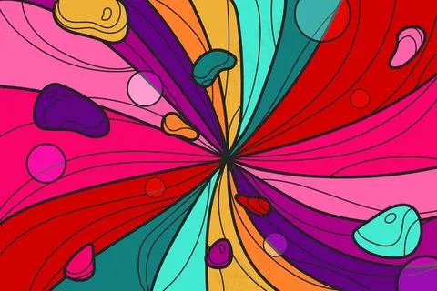 平面手绘生动的彩色凹槽背景