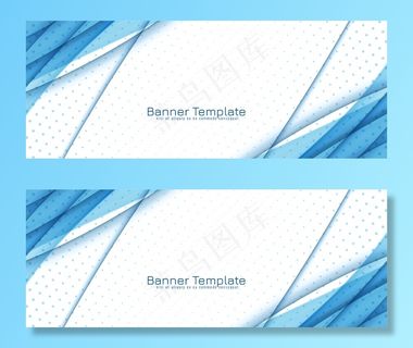 抽象装饰性蓝色波浪横幅banner图案