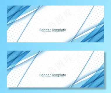抽象装饰性蓝色波浪横幅banner图案