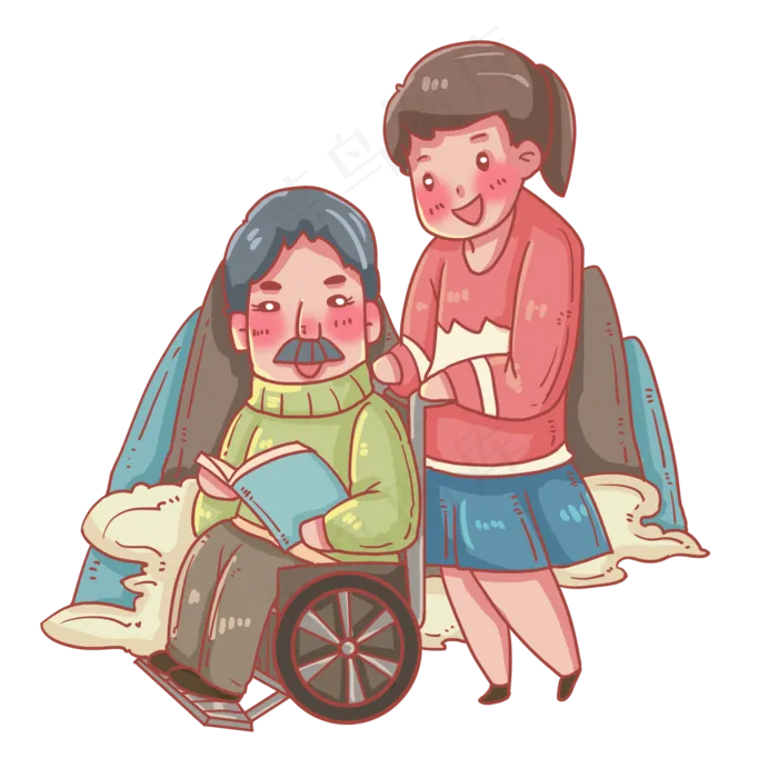 照顾老人的女子重阳节(2000X2000(DPI:300))psd模版下载