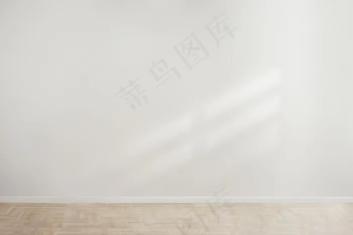 与木地板的白色空白混凝土墙模型样机