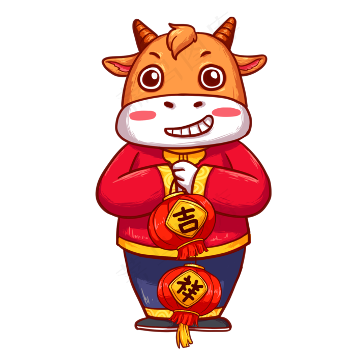 2021辛丑牛年作揖贺新年