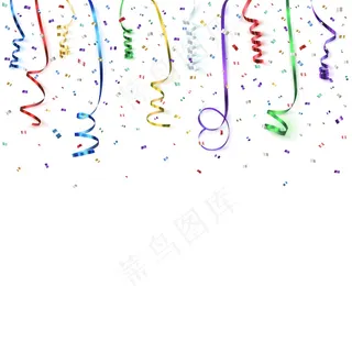 带有konfetti和彩色丝带的庆典背景模板。插图