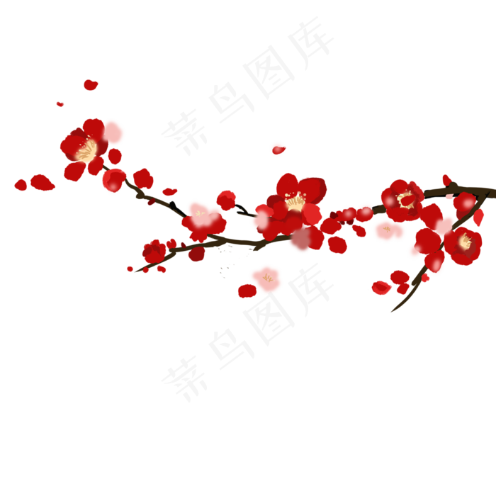 水墨梅花红色梅花插图