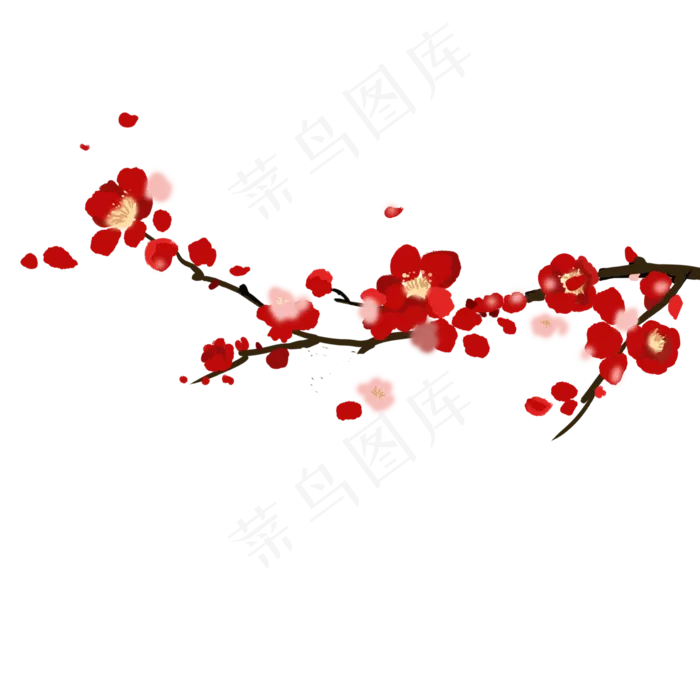 水墨梅花红色梅花插图(2000X2000(DPI:300))psd模版下载