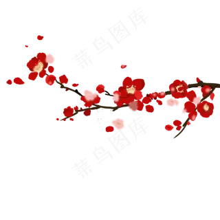 水墨梅花红色梅花插图