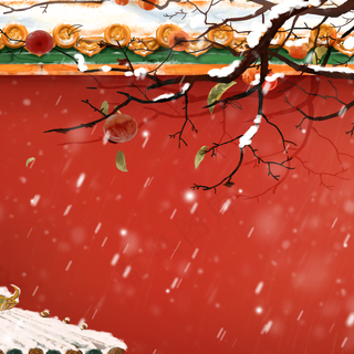 大雪冬天冬景城墙雪花