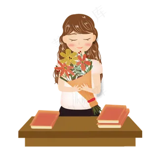 教师节鲜花女教师png素材
