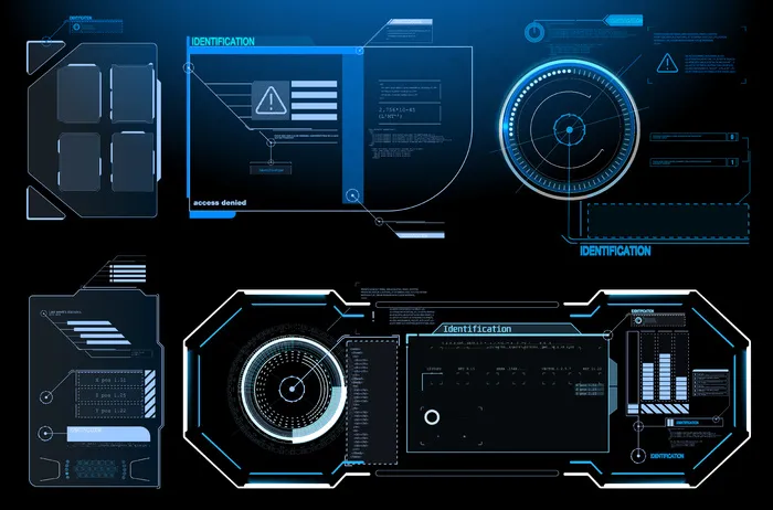 Hud ui gui未来用户界面屏幕元素集。电子游戏的高科技屏幕。eps,ai矢量模版下载