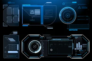 Hud ui gui未来用户界面屏幕元素集。电子游戏的高科技屏幕。