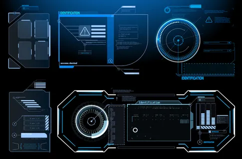 Hud ui gui未来用户界面屏幕元素集。电子游戏的高科技屏幕。 Hud ui gui未来用户界面屏幕元素集。电子游戏的高科技屏幕。