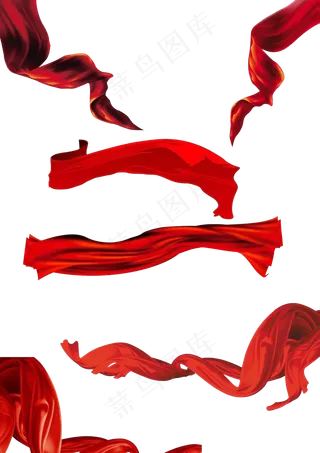 红色丝带绸缎大合集,免抠元素