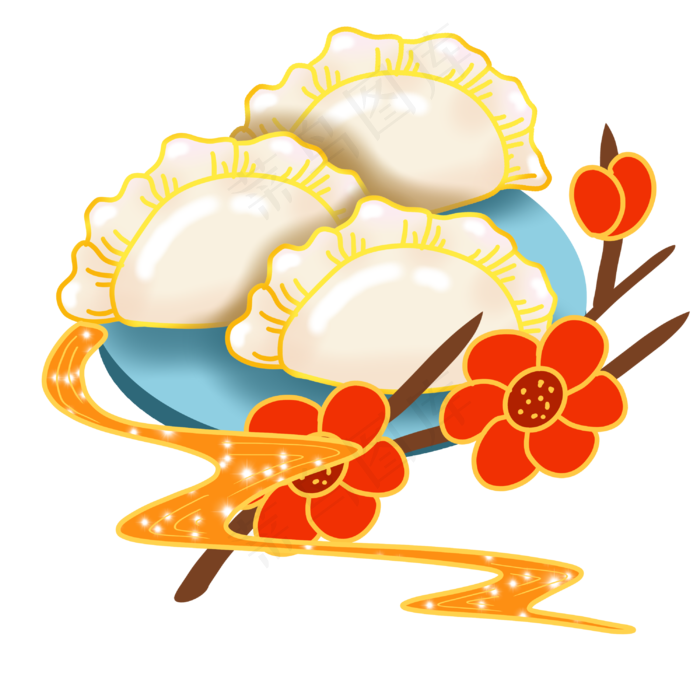 国潮风冬至饺子(3000X3000(DPI:300))psd模版下载