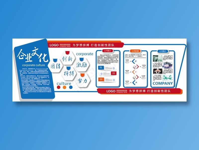 企业文化墙ai矢量模版下载