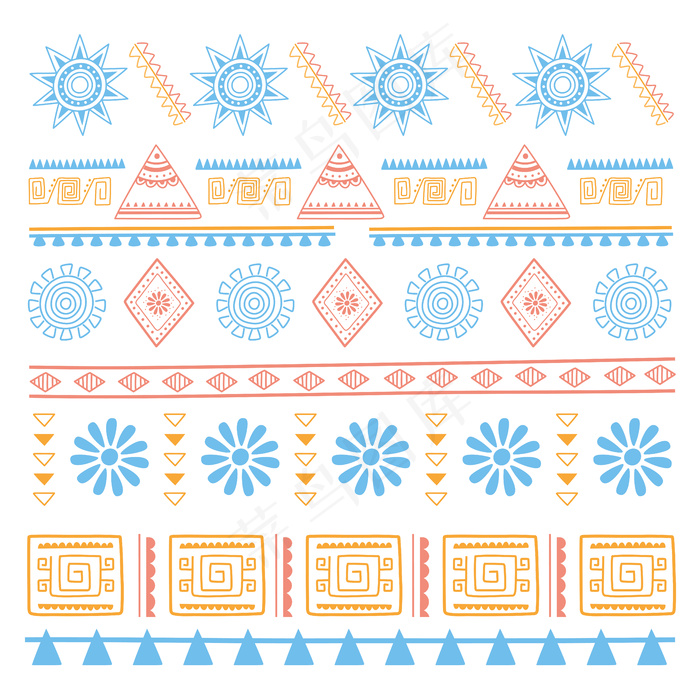 民族手工制作，本土复古花卉纺织背景矢量插图