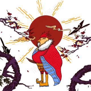 手绘卡通生肖公鸡