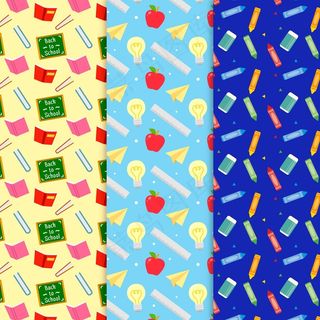 蜡笔和笔记本图案回归学校理念