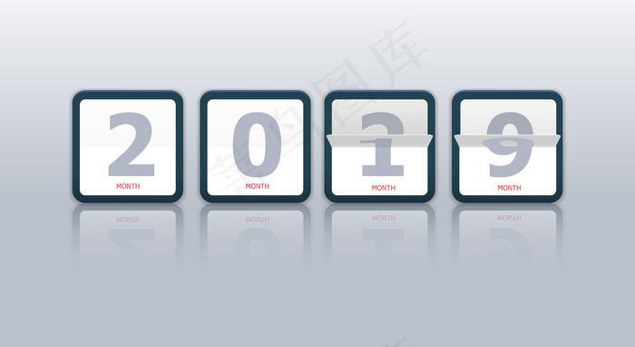 从2019年到2020年的现代翻页日历eps,ai矢量模版下载