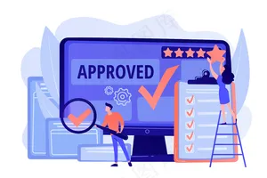 批准标志。产品优势。评级和审查。符合要求