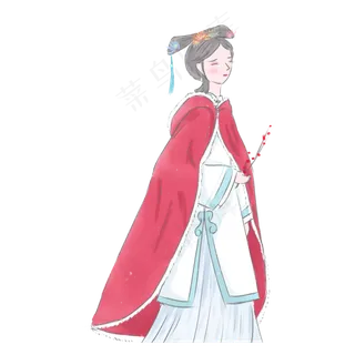 古风拿着一支梅花的清朝人物可商