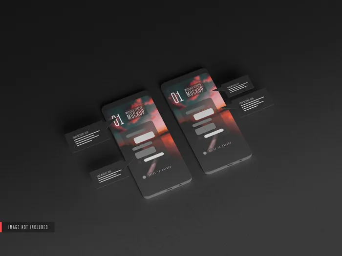 手机模型样机上的消息会话概念psd模版下载