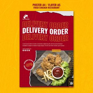 炸鸡送货单宣传单,DM传单模板