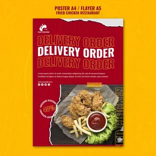 炸鸡送货单宣传单,DM传单模板