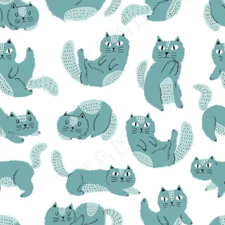可爱的斯堪的纳维亚风格猫无缝图案
