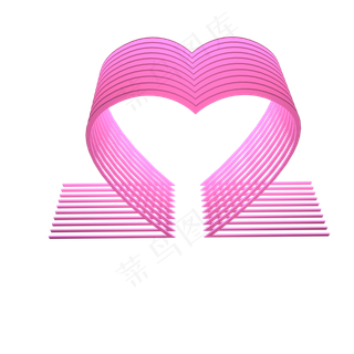 3D粉色爱心场景矢量图