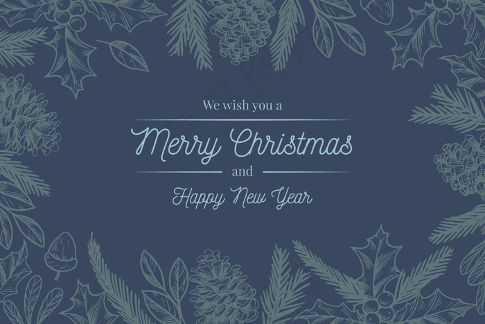 复古圣诞树枝背景