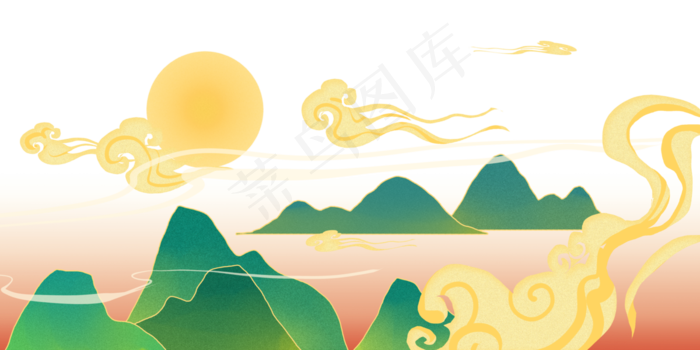 国潮七夕祥云月亮(4000X2000(DPI:300))psd模版下载