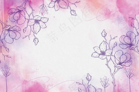 粉红色粉彩手绘元素