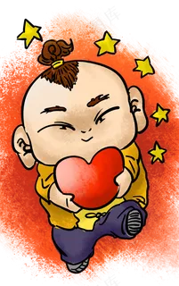 手绘国庆节爱心小胖子