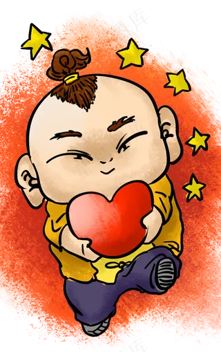 手绘国庆节爱心小胖子