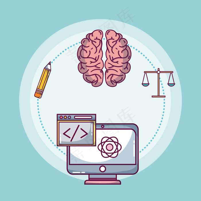 大脑和智能图标集