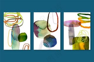 抽象水彩画封面包装不同的形状