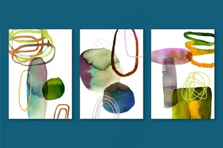 抽象水彩画封面包装不同的形状