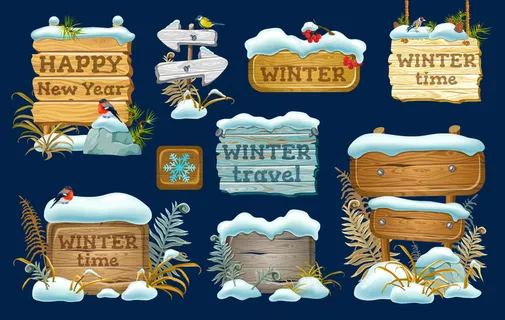 一套带雪堆的木板。