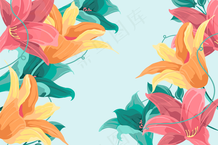 复古2d花朵背景eps,ai矢量模版下载