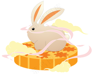 月饼上灰色玉兔