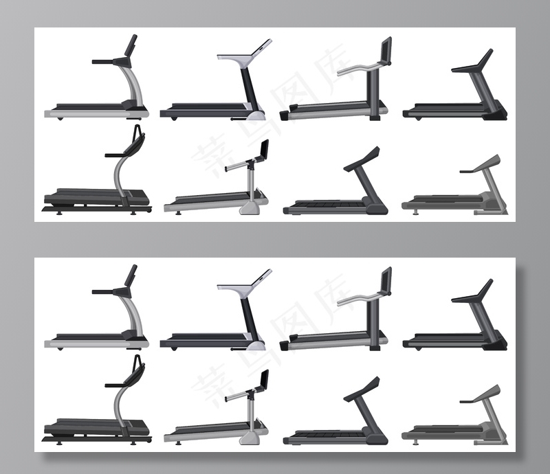 跑步机卡通设置图标。白色背景上的设备插图。卡通设定图标跑步机。eps,ai矢量模版下载