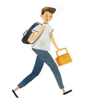 正在走路卡通男孩,免抠元素