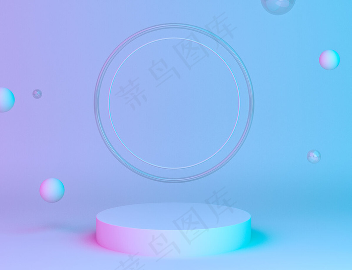 全息三维几何舞台产品放置环背景和可编辑颜色