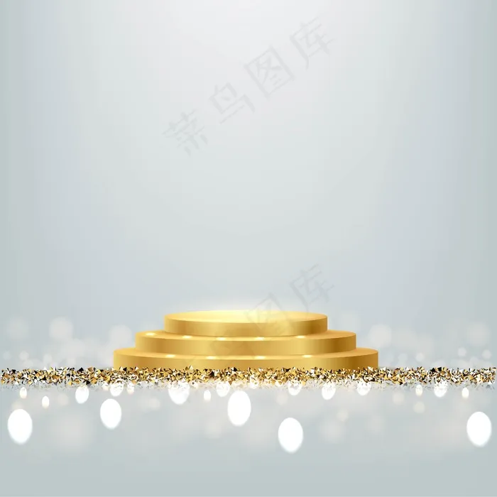 金奖圆形领奖台，闪闪发光eps,ai矢量模版下载