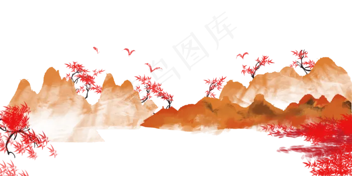 秋天秋季红色树木(4000X2000(DPI:300))psd模版下载
