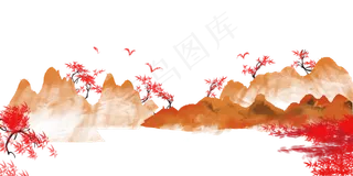 秋天秋季红色树木