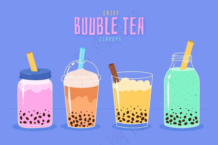 手绘泡茶香精eps,ai矢量模版下载