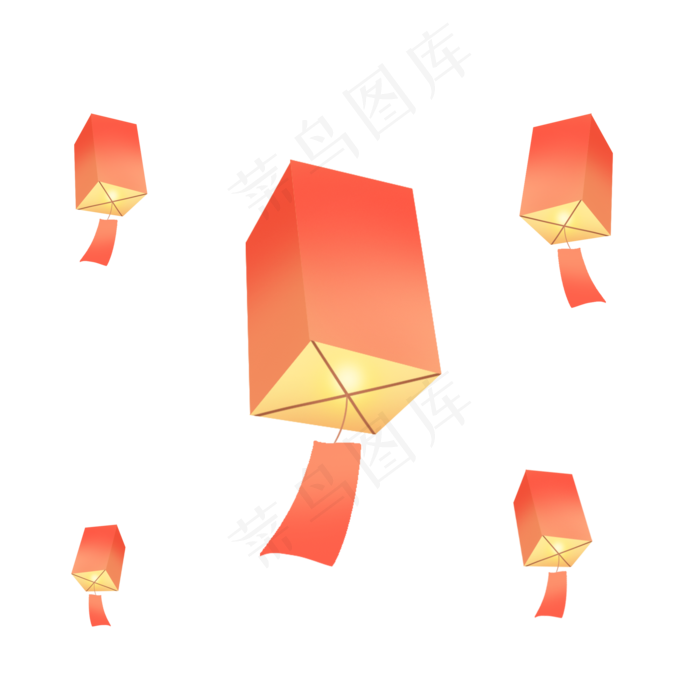 中元节方形孔明灯(2000X2000(DPI:300))psd模版下载