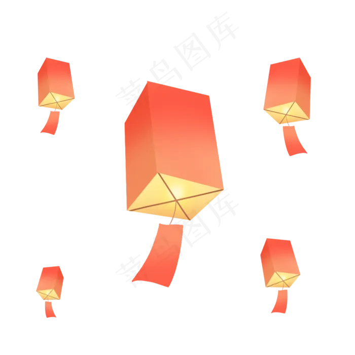 中元节方形孔明灯(2000X2000(DPI:300))psd模版下载